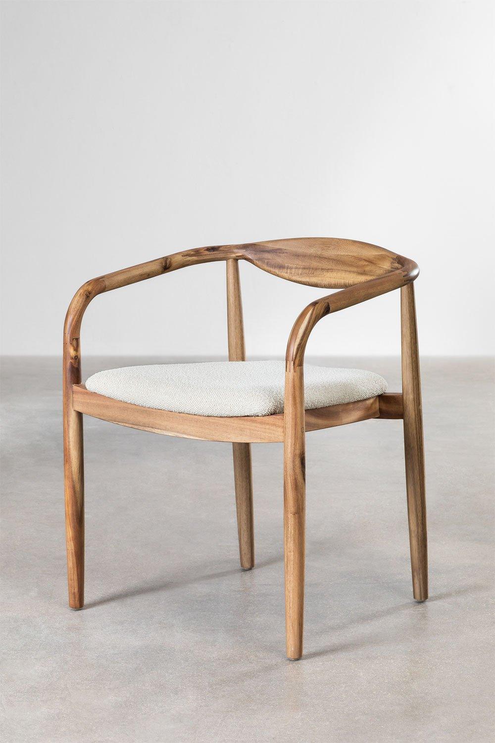 Sklum Pack De 4 Sillas De Comedor En Madera De Acacia Y Tela Bouclé Mallory