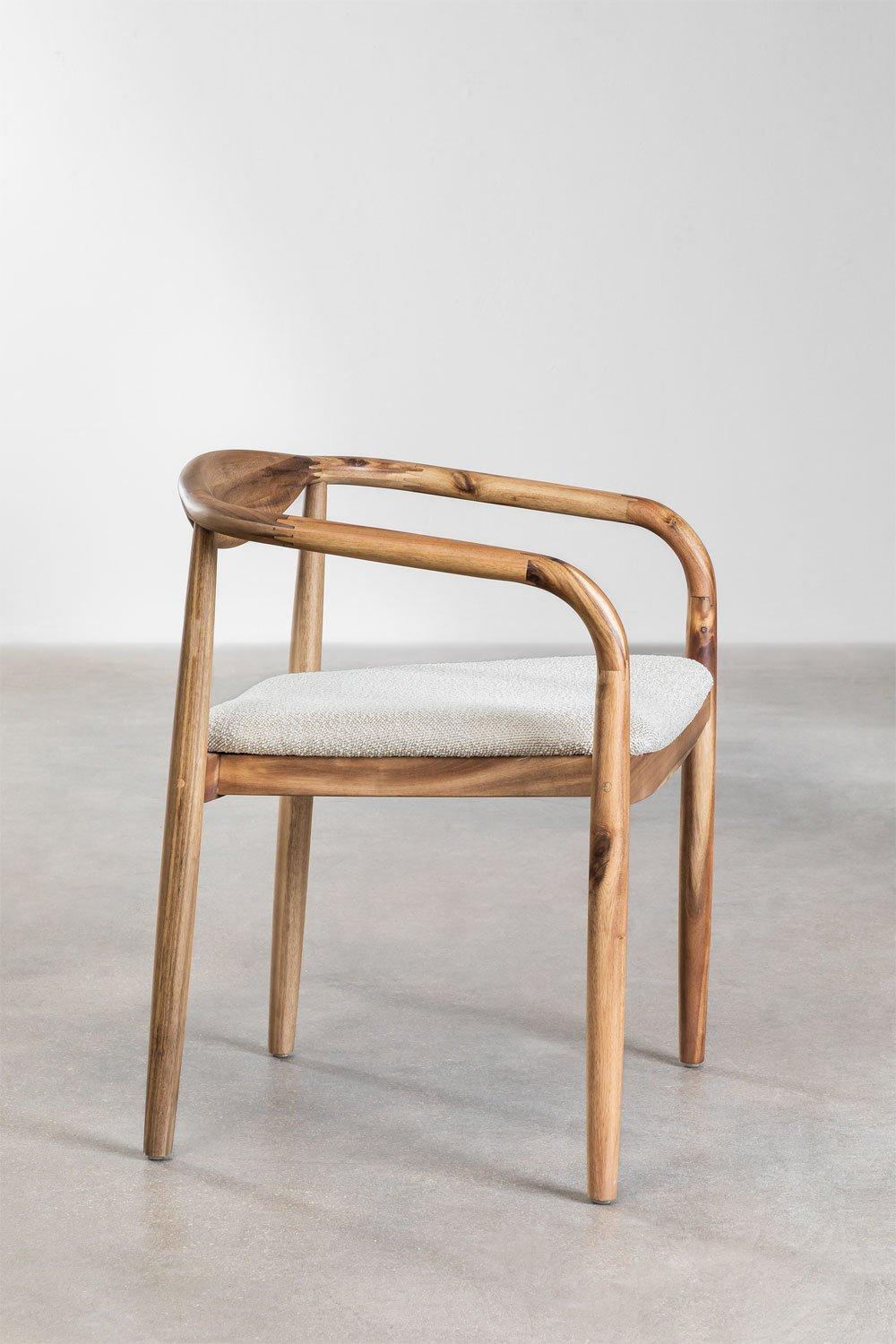 Sklum Pack De 4 Sillas De Comedor En Madera De Acacia Y Tela Bouclé Mallory