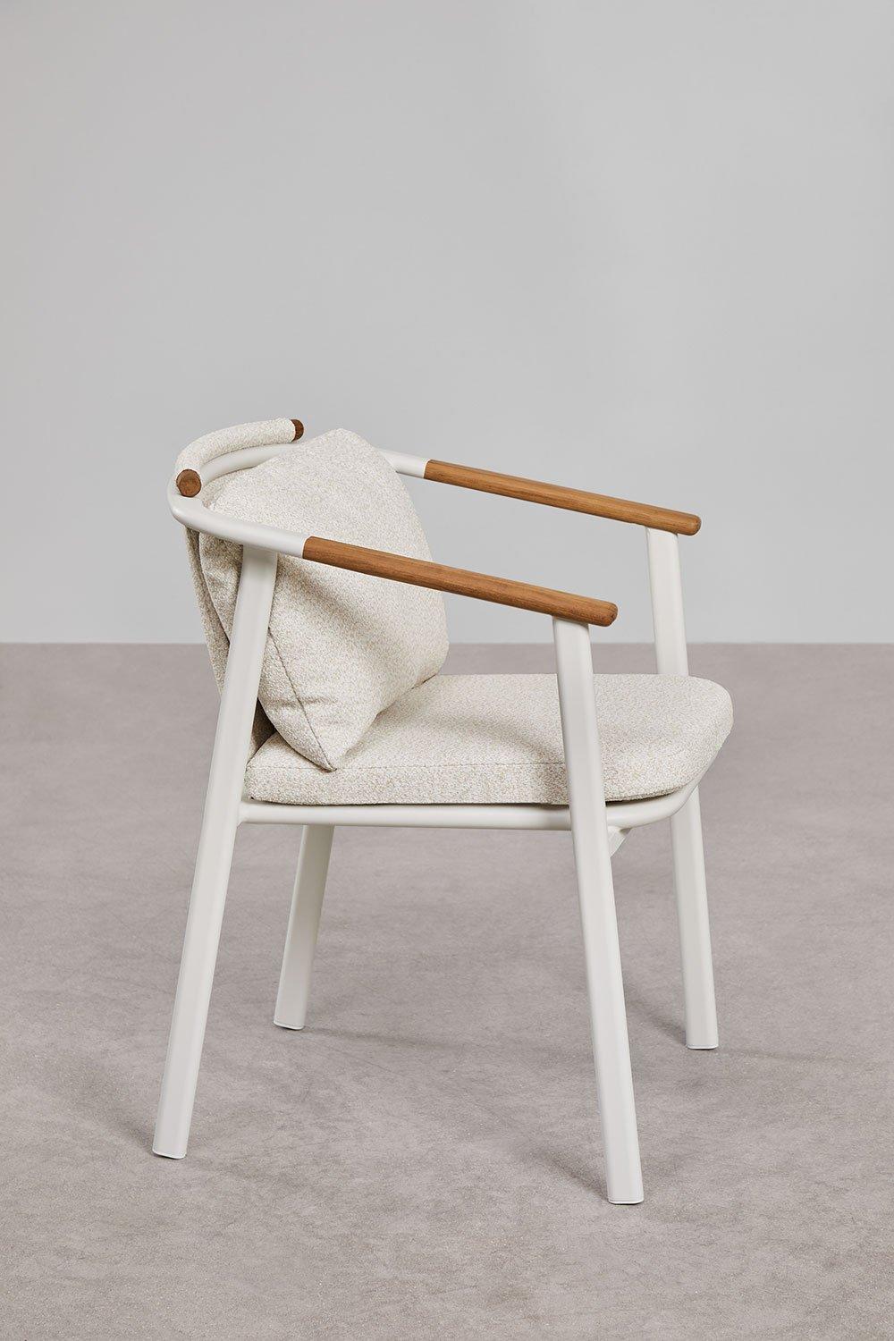 Sklum Pack Of 2 Dining Chairs With Armrests In Aluminum And Bouclé Fabric Yervin