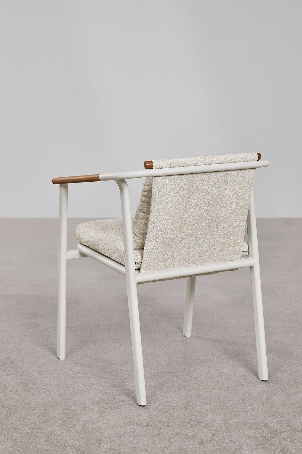 Sklum Pack Of 2 Dining Chairs With Armrests In Aluminum And Bouclé Fabric Yervin