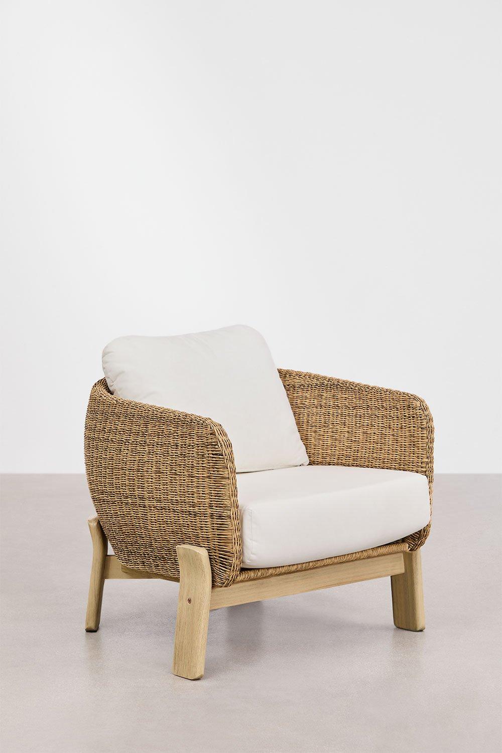 Sklum Poltrona Da Giardino In Legno Di Acacia E Rattan Sintetico Leilan