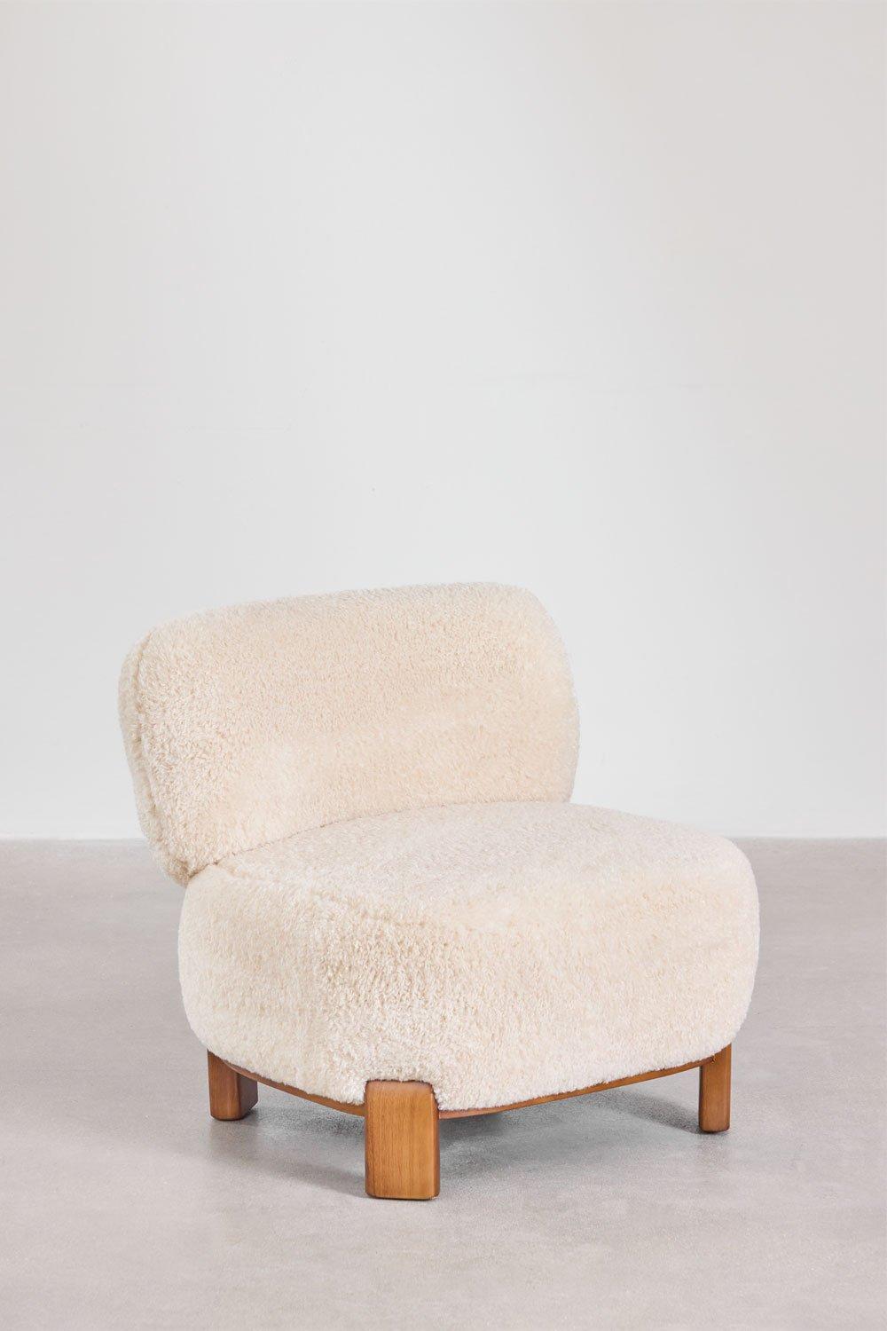 Sklum Poltrona Eldred Em Shearling E Madeira De Seringueira