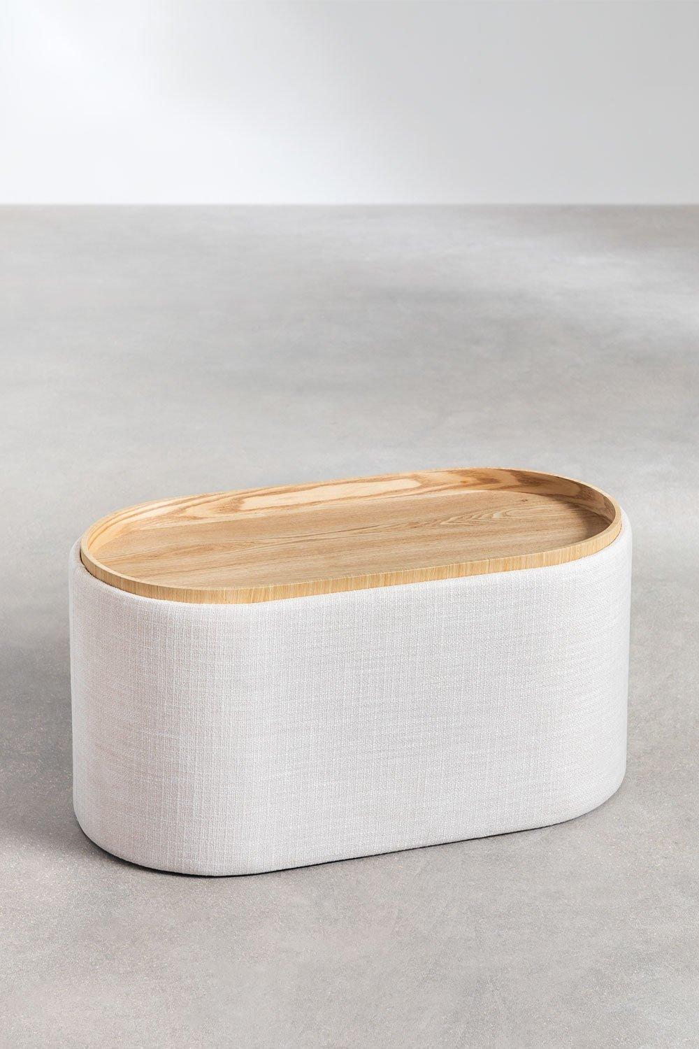 Sklum Pouf Ovale Avec Plateau Et Rangement Rembourré Berkeleni