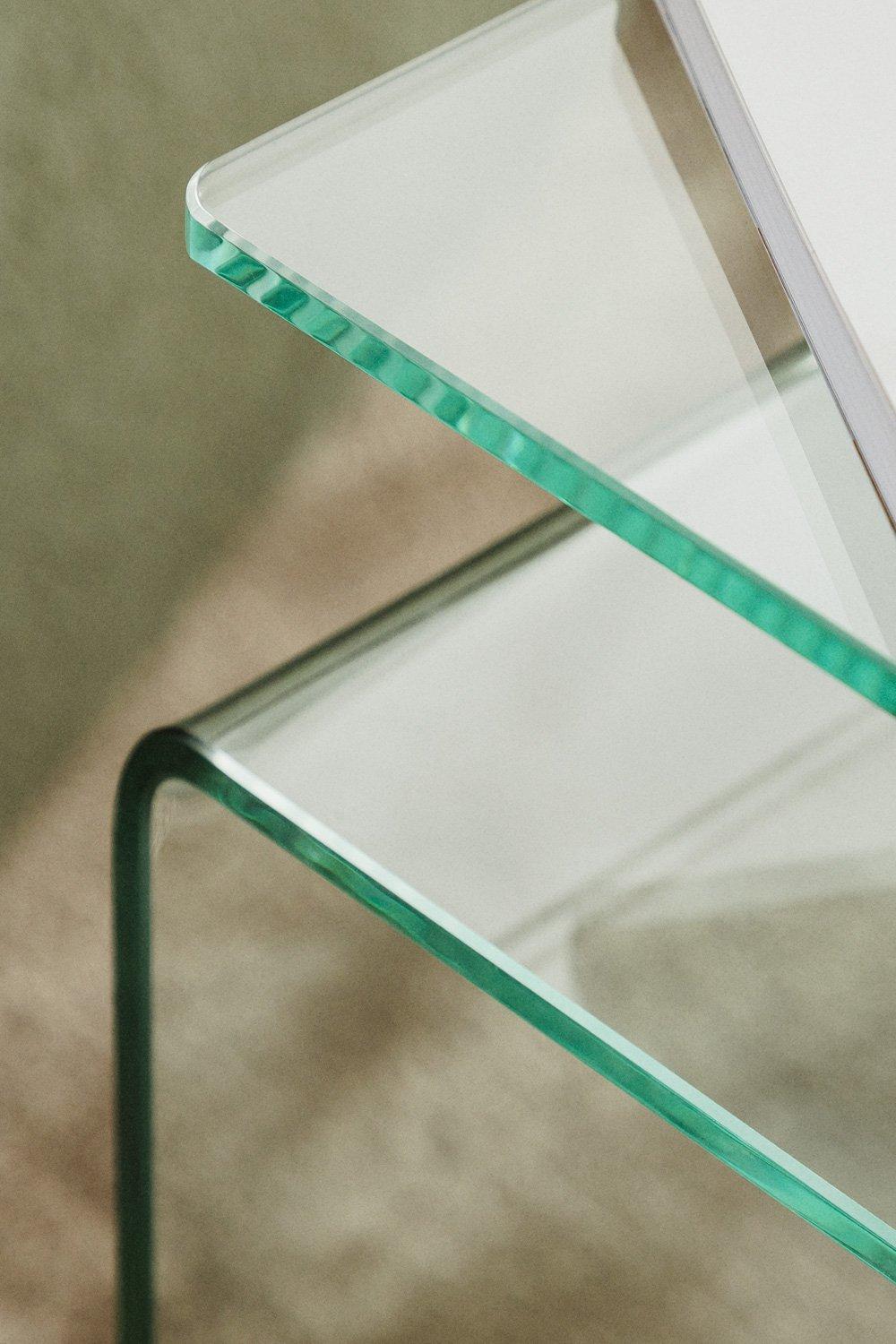 Sklum Prostokątny Stolik Pomocniczy 40x35 Cm Z Hartowanego Szkła Diora