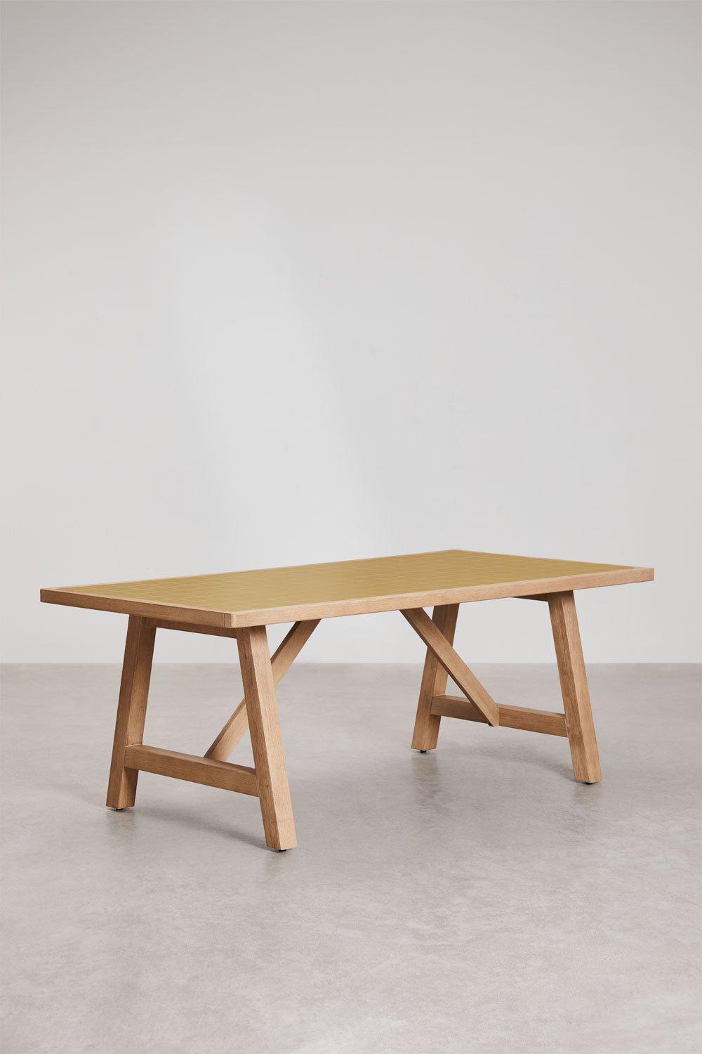 Sklum Rechteckiger Gartentisch 200x100 Cm Akazienholz Und Dubai-Fliesen