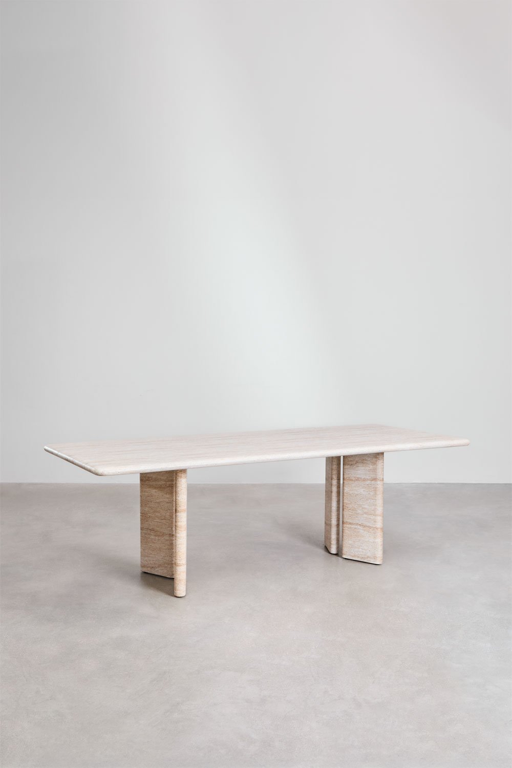 Sklum Rectangular Dining Table 240x105 Cm In Travertine-look Cement Chelsea