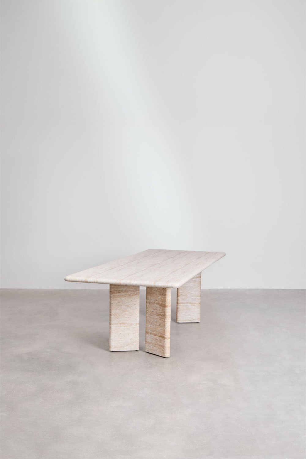 Sklum Rectangular Dining Table 240x105 Cm In Travertine-look Cement Chelsea