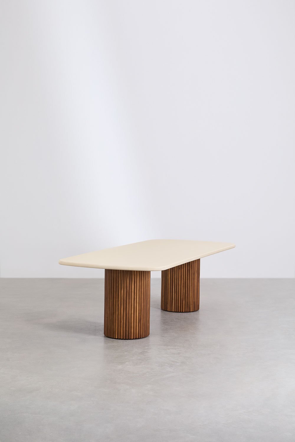 Sklum Rectangular Dining Table In Cement And Acacia Wood Sirvon