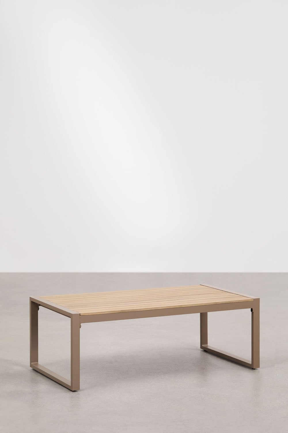 Sklum Rectangular Garden Coffee Table 110x55 Cm In Aluminum And Acacia Wood Lipov
