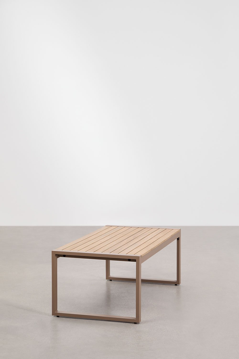 Sklum Rectangular Garden Coffee Table 110x55 Cm In Aluminum And Acacia Wood Lipov