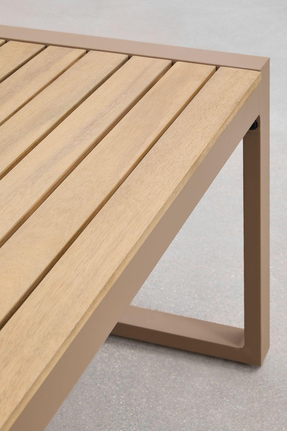 Sklum Rectangular Garden Coffee Table 110x55 Cm In Aluminum And Acacia Wood Lipov