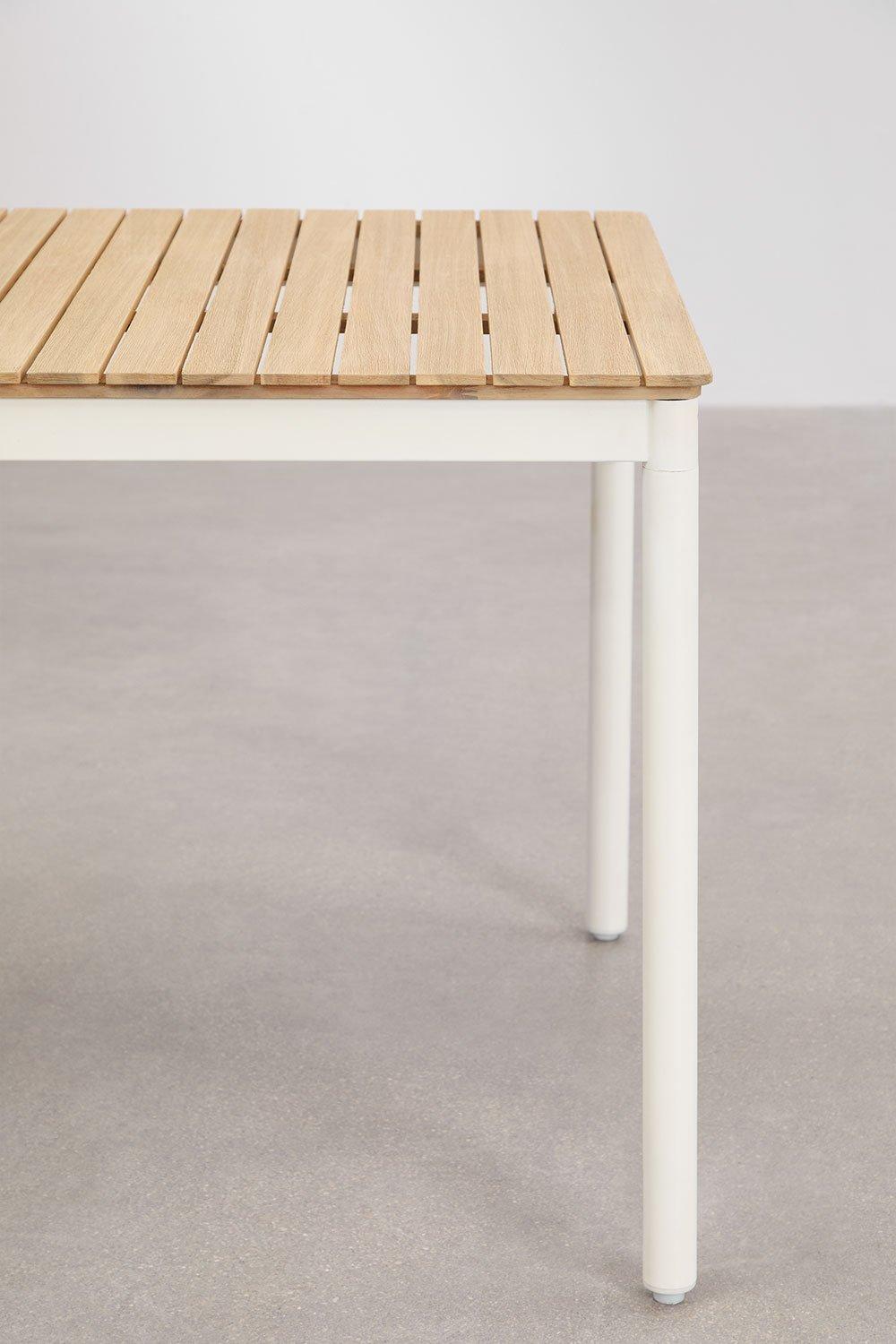 Sklum Rectangular Garden Table 160x90 Cm In Steel And Acacia Wood Artus