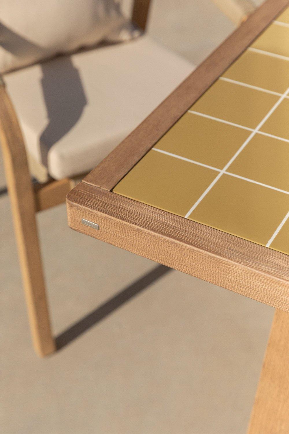 Sklum Rectangular Garden Table 200x100 Cm Acacia Wood And Dubai Tiles