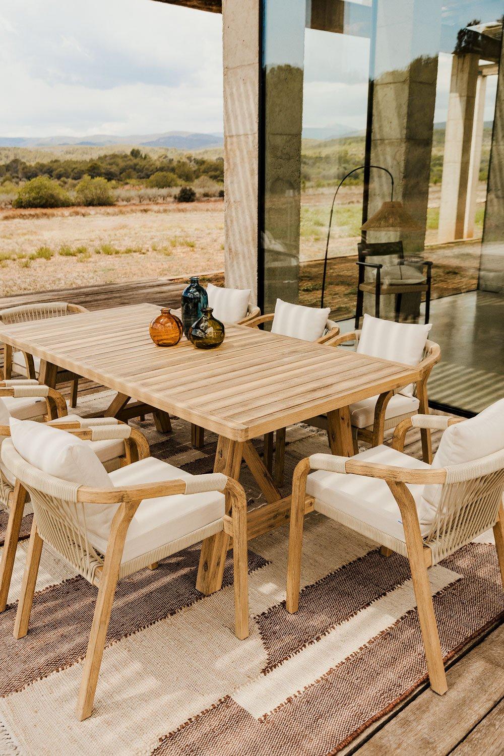 sklum Rectangular garden table 200x100 cm in acacia wood Dubai