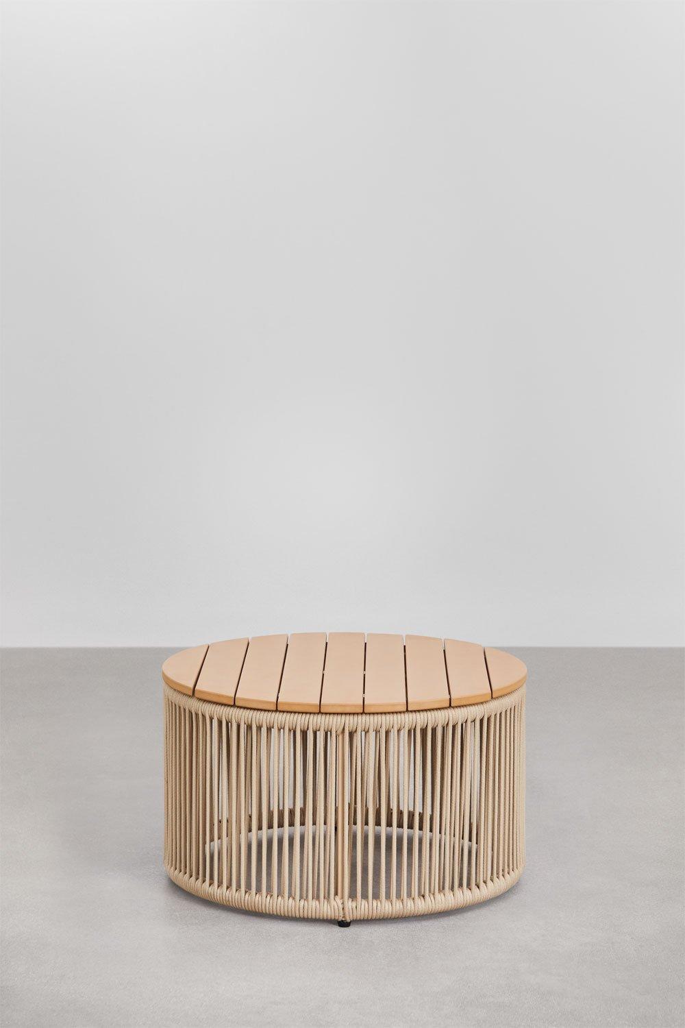 Sklum Round Garden Coffee Table In Iron And Braided Rope Calipso