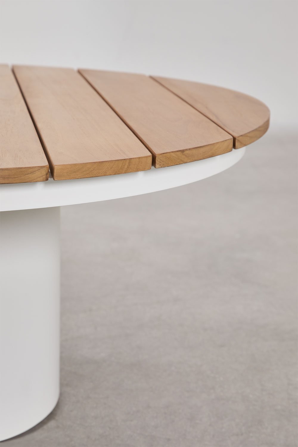 Sklum Round Garden Coffee Table Ø90 Cm In Teak Wood And Aluminum Anturio