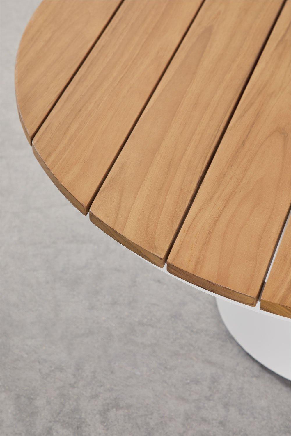 Sklum Round Garden Coffee Table Ø90 Cm In Teak Wood And Aluminum Anturio
