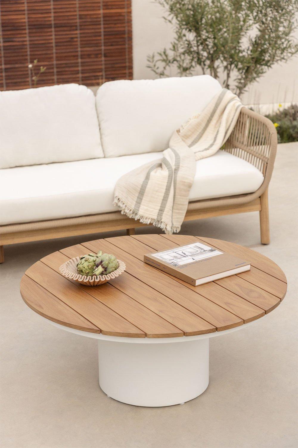 sklum Round garden coffee table Ø90 cm in teak wood and aluminum Anturio