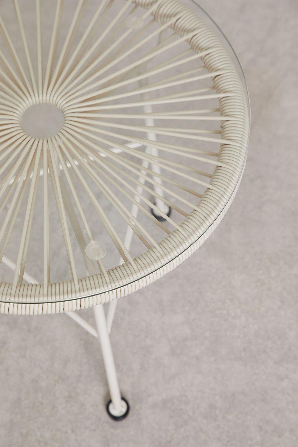 Sklum Round Garden Side Table Ø45 Cm In Steel And Synthetic Wicker Acapulco