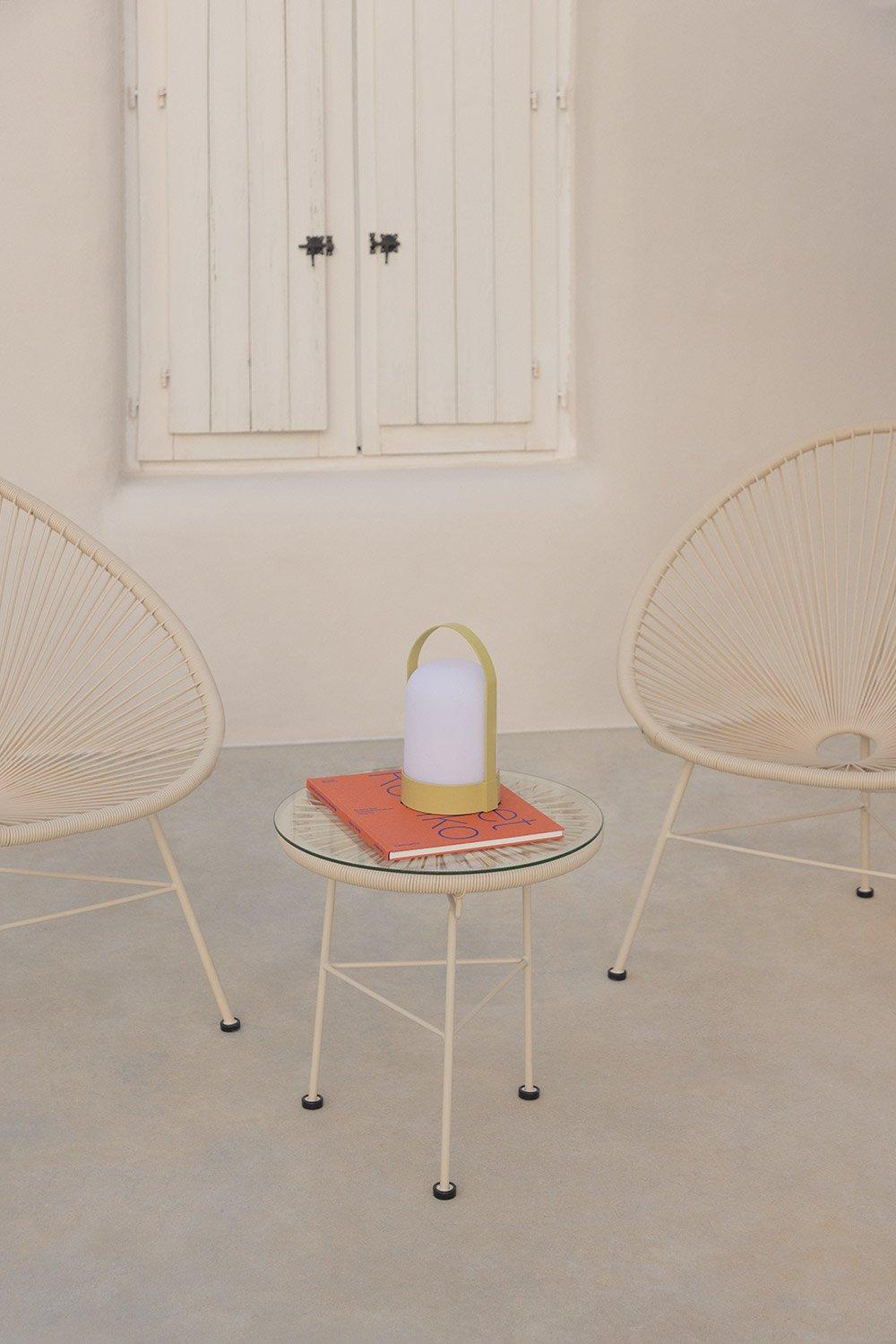 sklum Round garden side table Ø45 cm in steel and synthetic wicker Acapulco