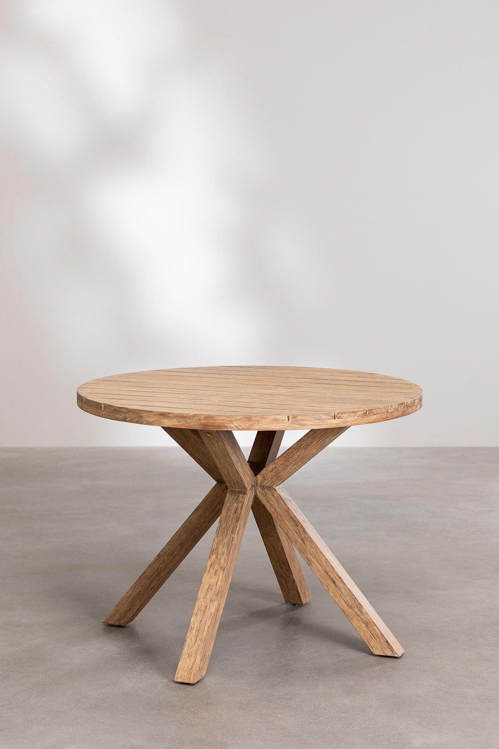 Sklum Round Table Set (Ø100 Cm) And 4 Dining Chairs With Armrests In Wood Naele