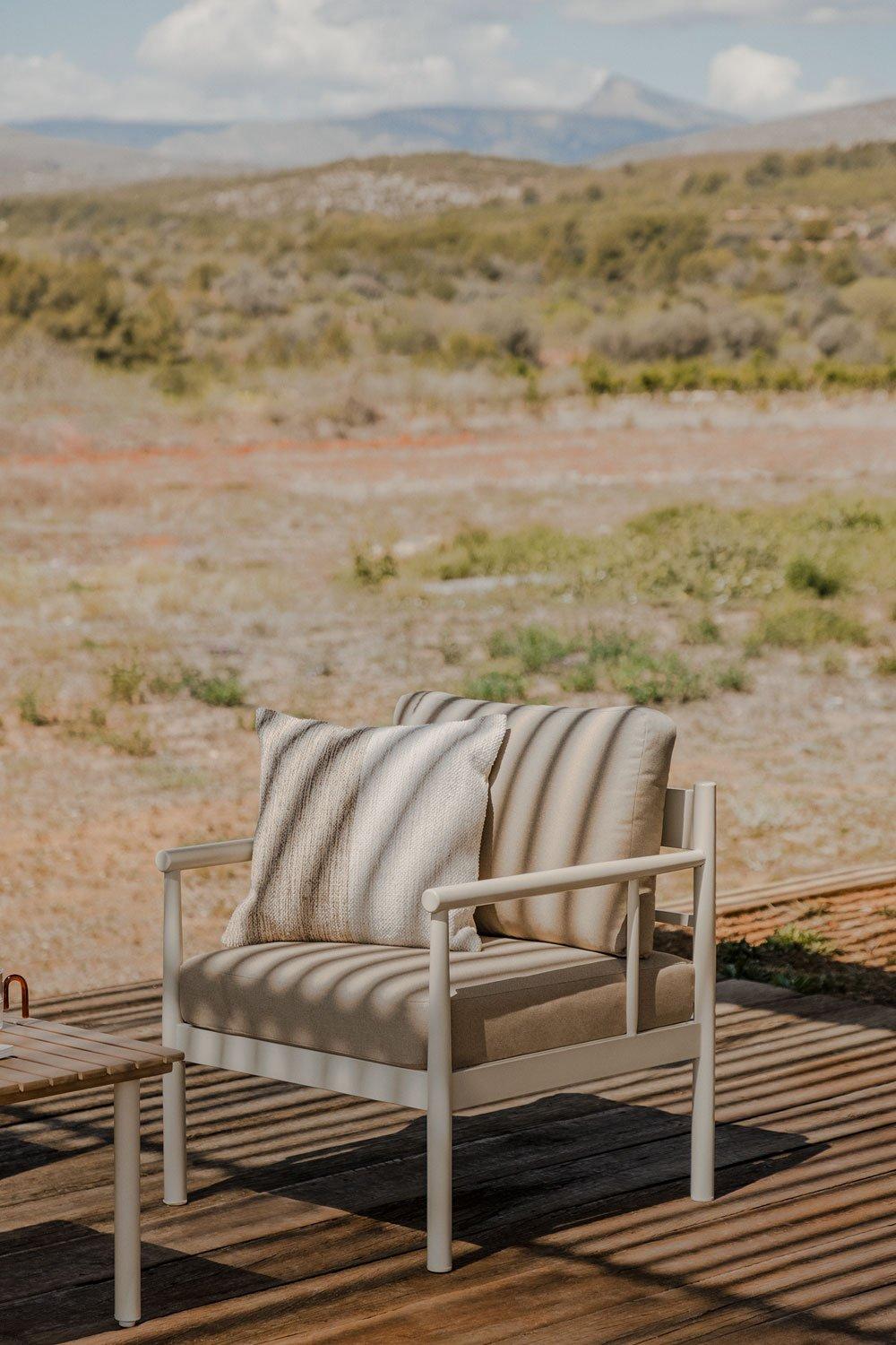 Sklum Salon De Jardin Avec Canapé 2 Places 2 Fauteuils Et Table Basse En Aluminium Et Bois D'acacia Beirik