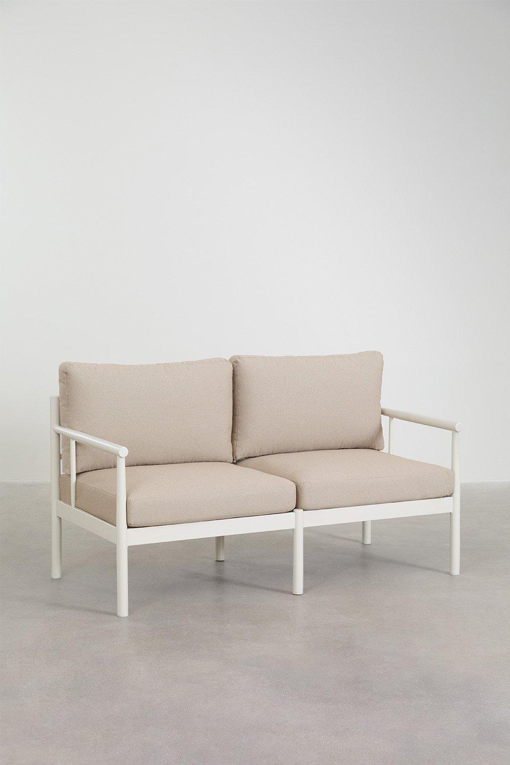 Sklum Salon De Jardin Avec Canapé 2 Places 2 Fauteuils Et Table Basse En Aluminium Et Bois D'acacia Beirik