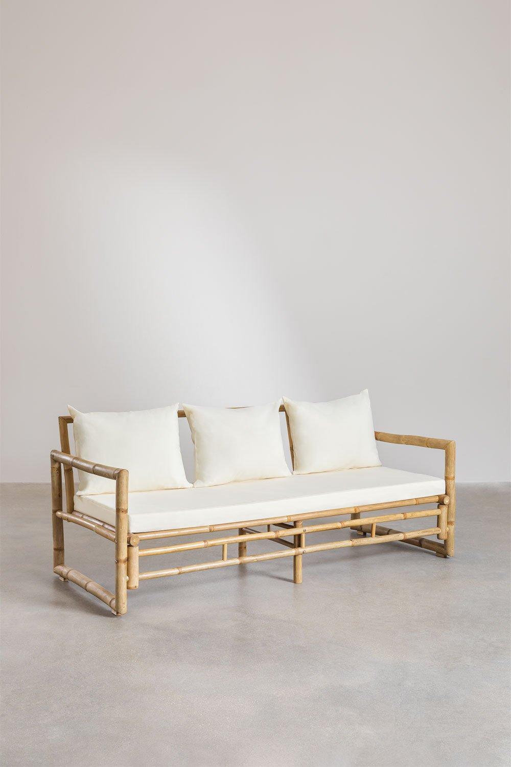 Sklum Salon De Jardin Avec Canapé 3 Places Et Table Basse 120x60cm En Bambou Livayna