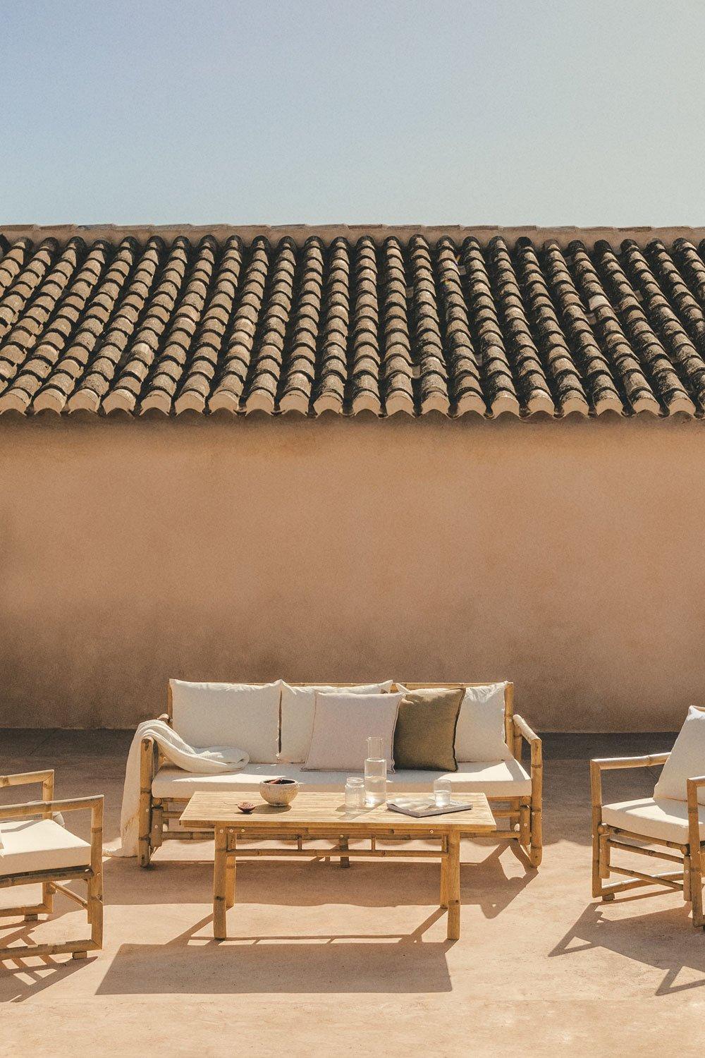 sklum Salon de jardin avec canapé 3 places et table basse 120x60cm en bambou Livayna