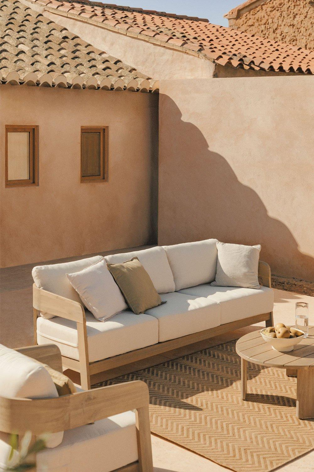 sklum Salon de jardin avec canapé 3 places et table basse en bois d'acacia Uleno