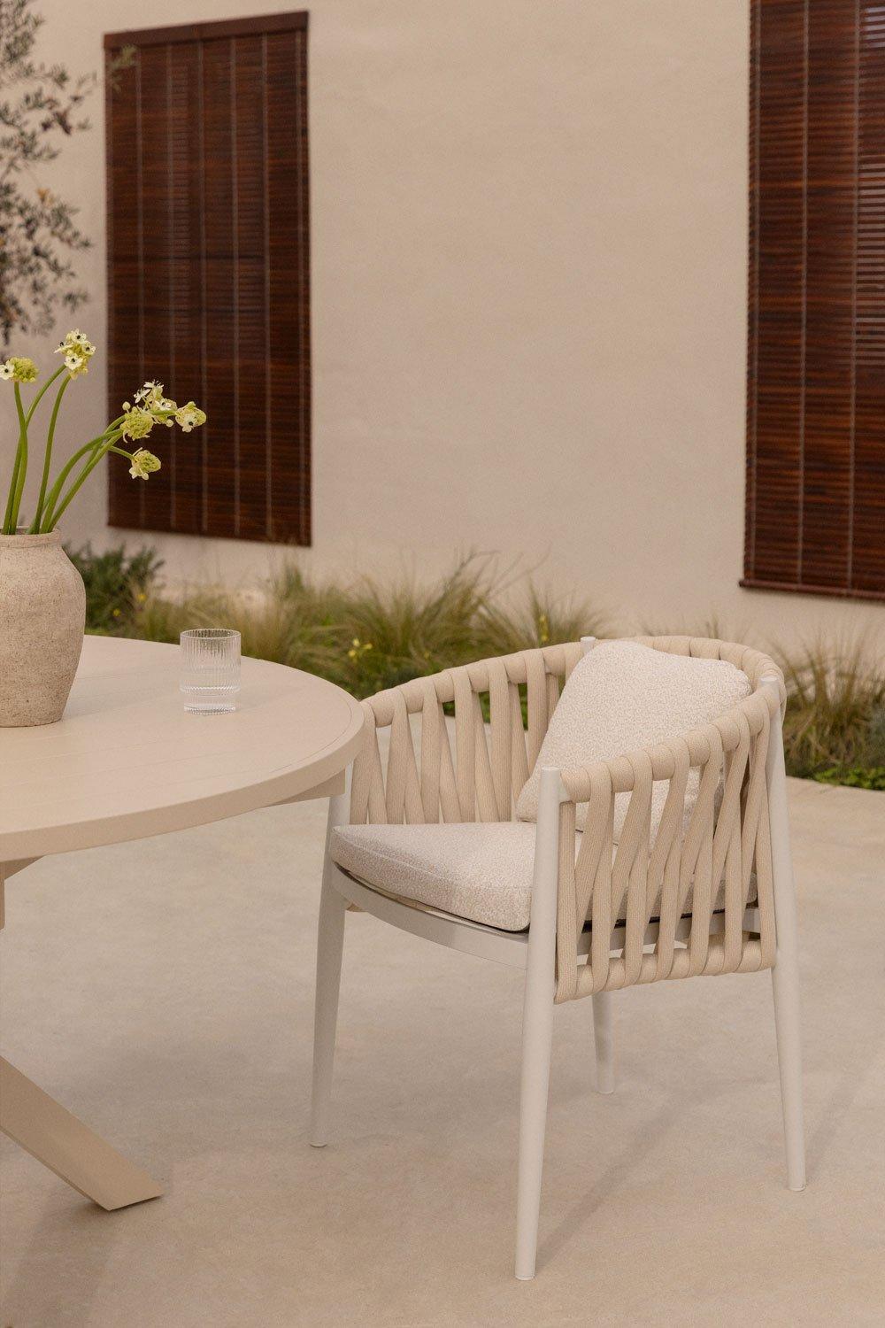 sklum Sedia da giardino Sereilen con braccioli in alluminio e tessuto bouclé