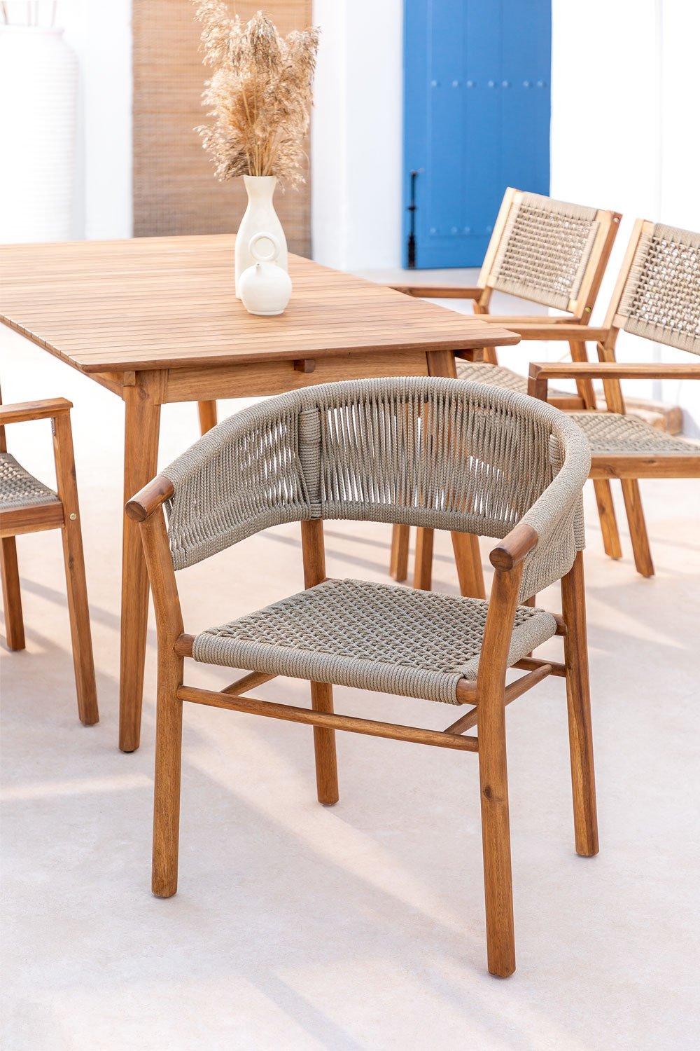 sklum Sedia da giardino Tenay Classic con braccioli in legno di acacia e corda intrecciata