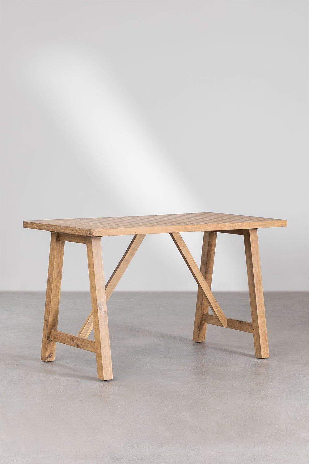 Sklum Set De Mesa Alta Rectangular (160x90 Cm) Y 2 Taburetes Altos En Madera De Acacia Dubai