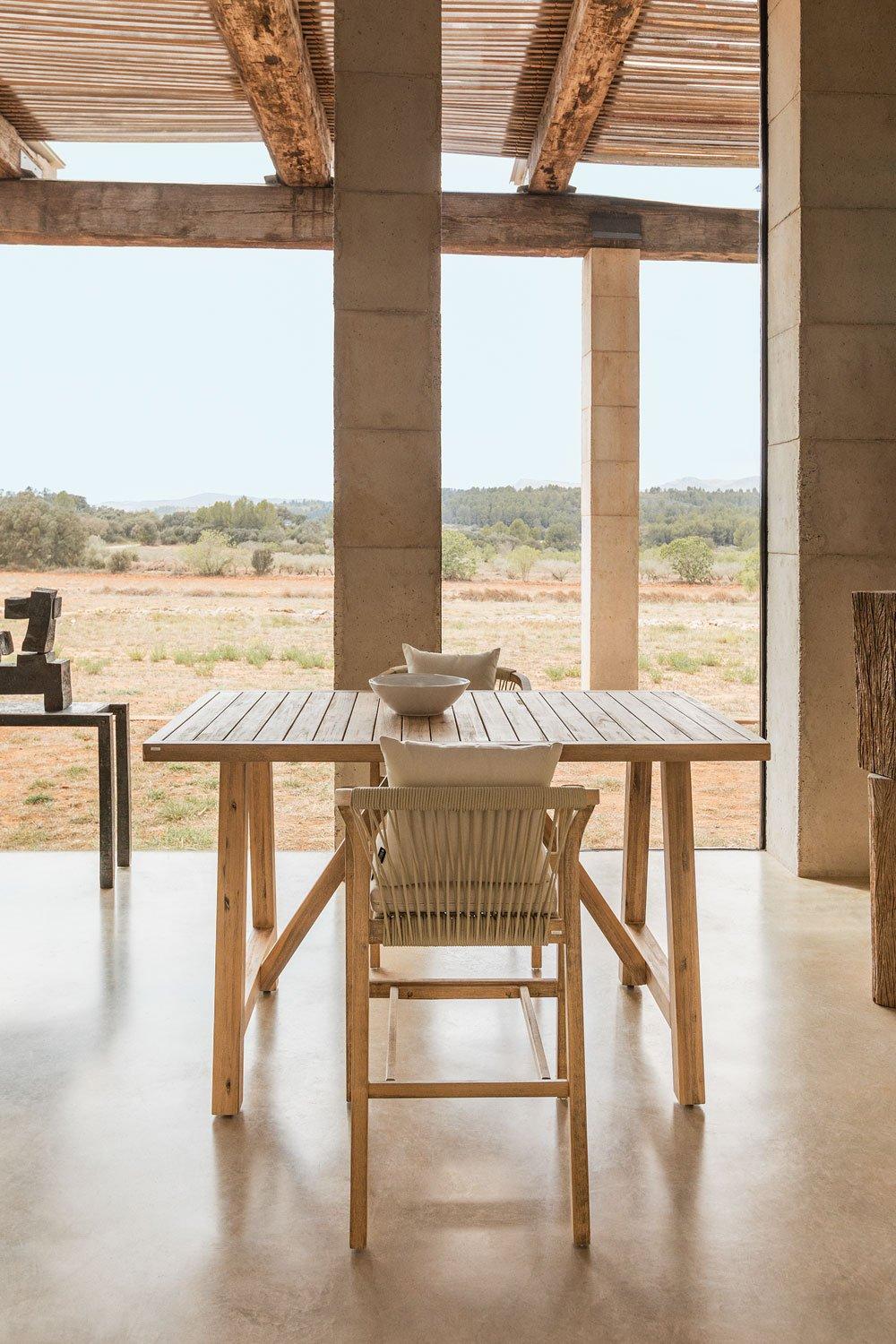 sklum Set de Mesa Alta Rectangular (160x90 cm) y 2 Taburetes Altos en Madera de Acacia Dubai