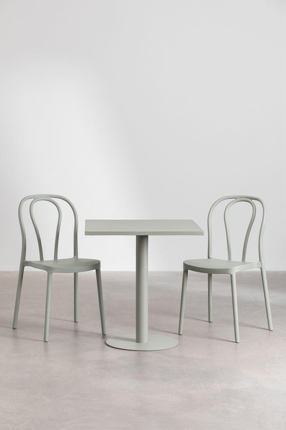 Sklum Set De Mesa Cuadrada 70x70 Cm Y 2 Sillas De Jardín Mizzi