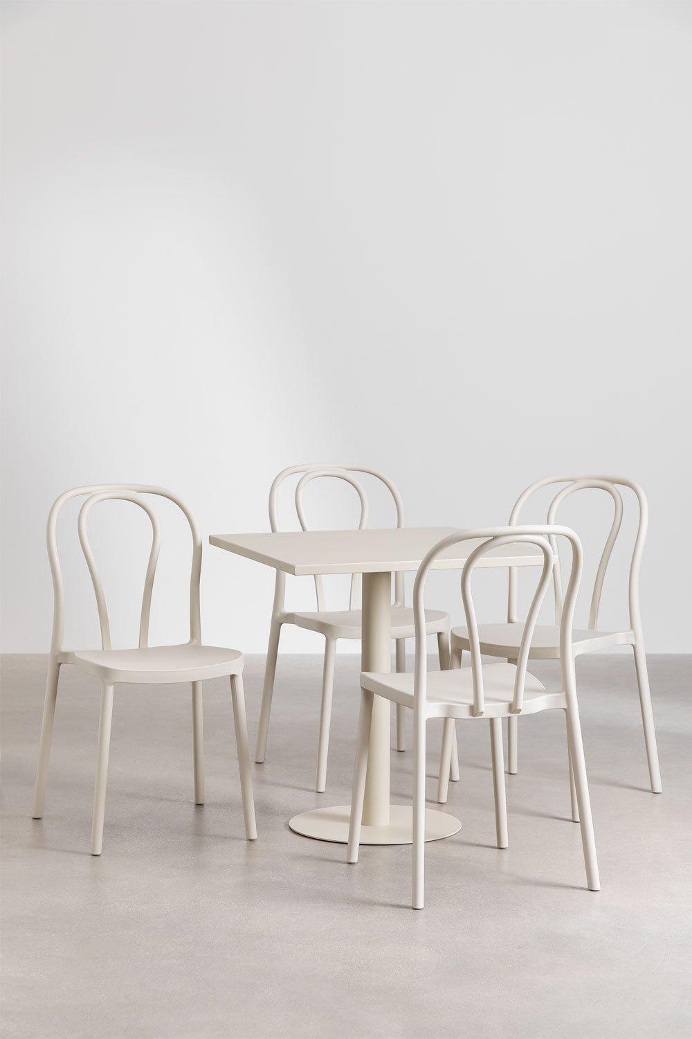 sklum Set de Mesa Cuadrada 70x70 cm y 4 Sillas de Jardín Mizzi
