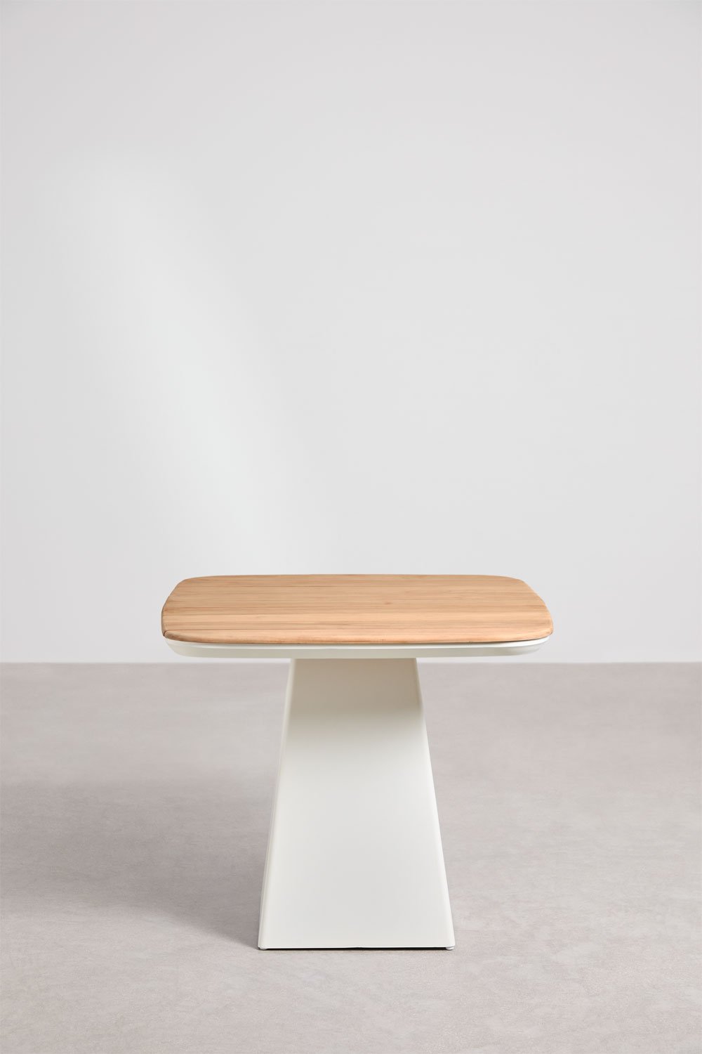 Sklum Set De Mesa Cuadrada 90x90 Cm En Aluminio Y Madera De Teca Inkeri Y 4 Sillas De Jardín En Aluminio Y Tela Bouclé Yervin