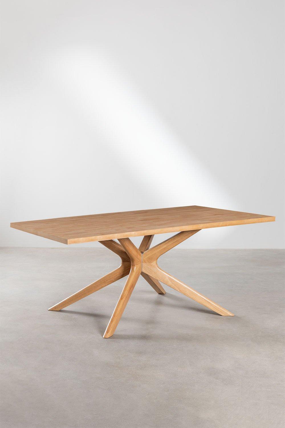 Sklum Set De Mesa De Comedor Rectangular (180x90 Cm) Arnaiz Y 4 Sillas Con Reposabrazos En Madera De Fresno Y Ratán Lali Style