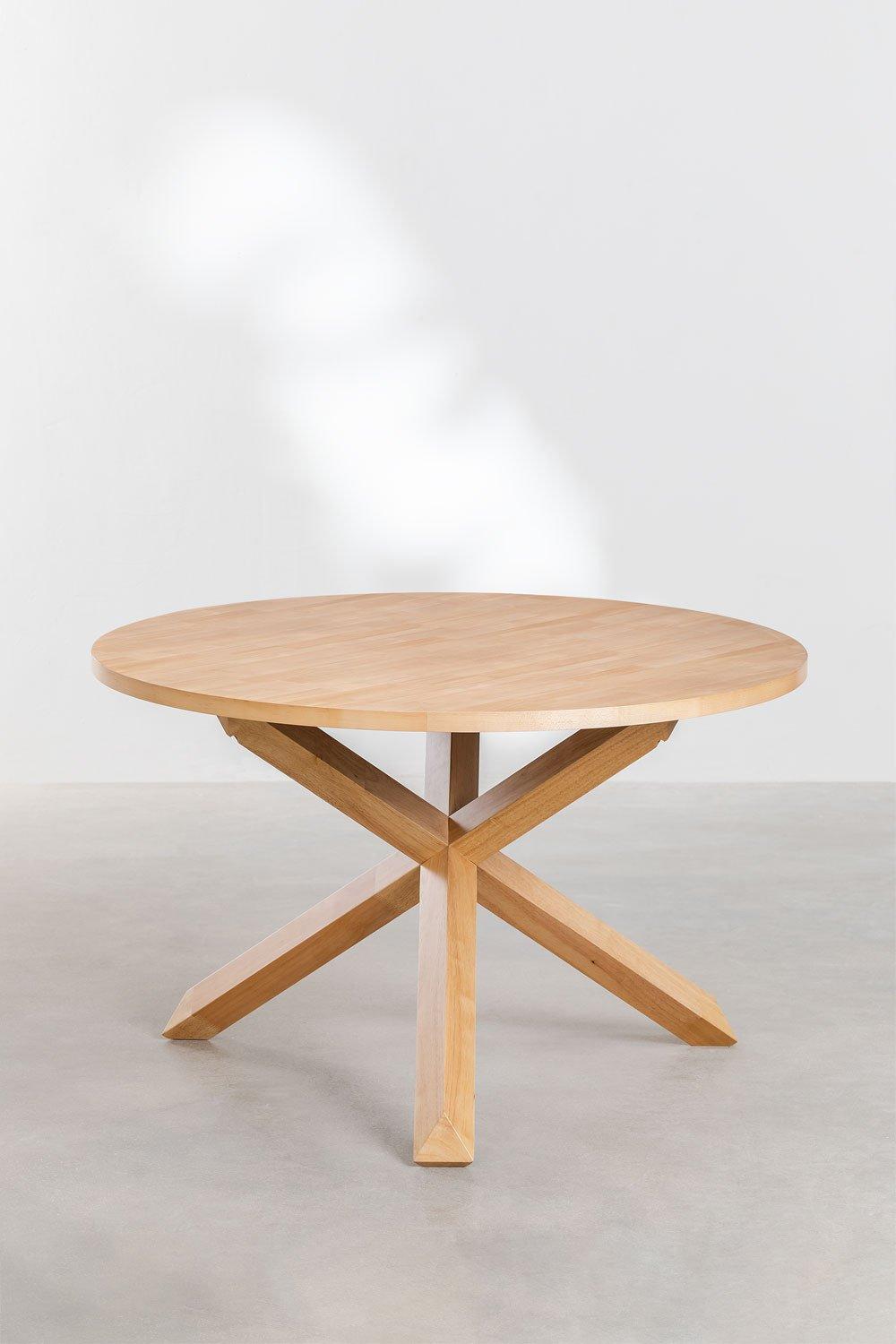 Sklum Set De Mesa De Comedor Redonda (Ø120 Cm) Mieren Y 4 Sillas Con Reposabrazos En Madera De Fresno Y Ratán Lali Style