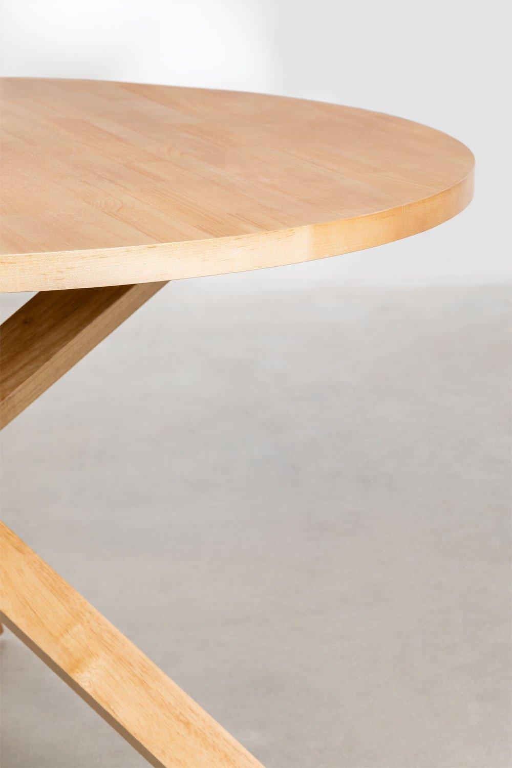 Sklum Set De Mesa De Comedor Redonda (Ø120 Cm) Mieren Y 4 Sillas Con Reposabrazos En Madera De Fresno Y Ratán Lali Style