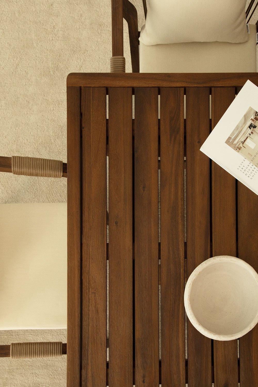 Sklum Set De Mesa Extensible Rectangular (200-300x100 Cm) Y 10 Sillas De Comedor Con Reposabrazos En Madera De Acacia Dubai