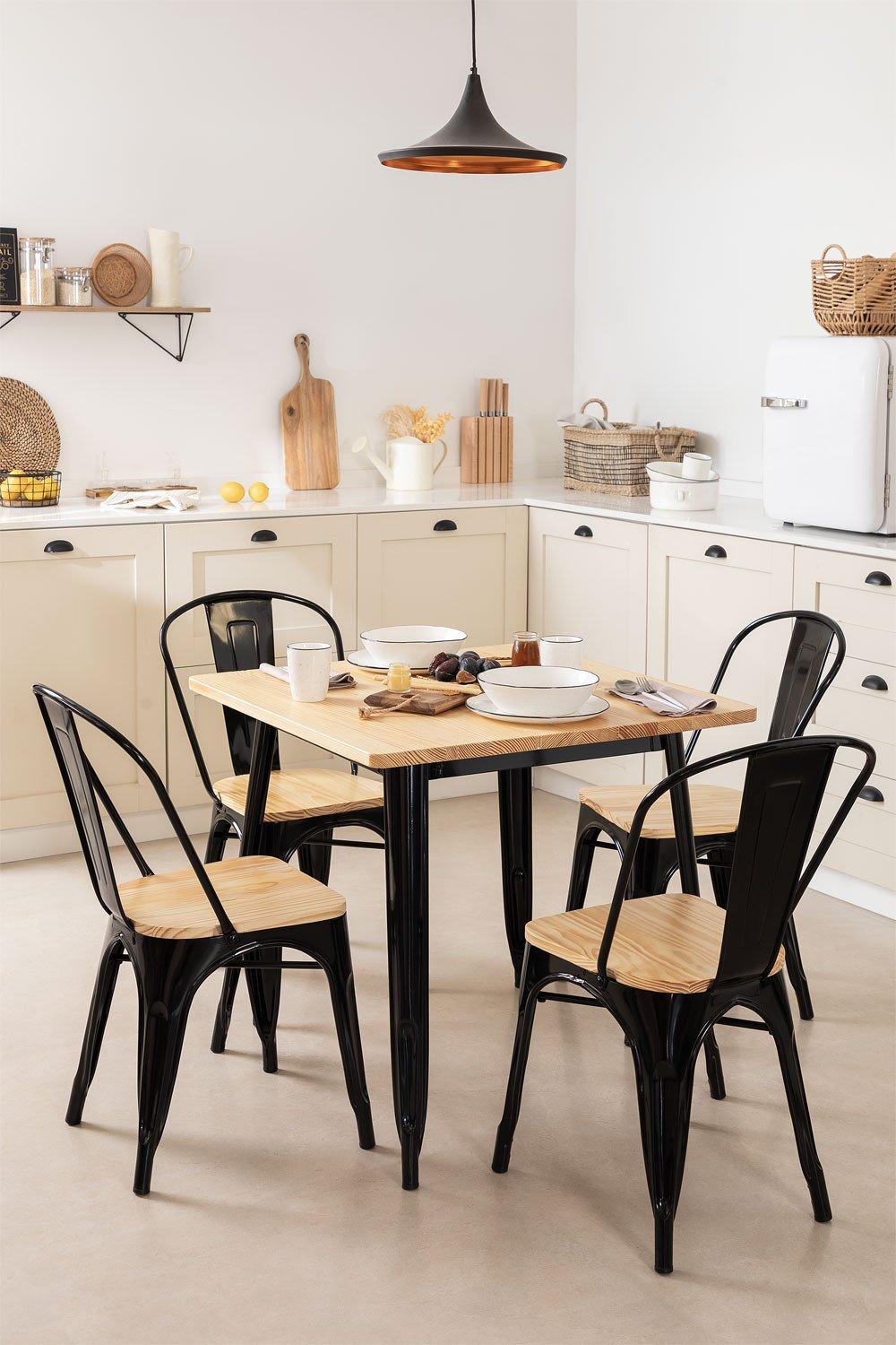 sklum Set de Mesa LIX en Madera (80x80) y 4 Sillas LIX Madera
