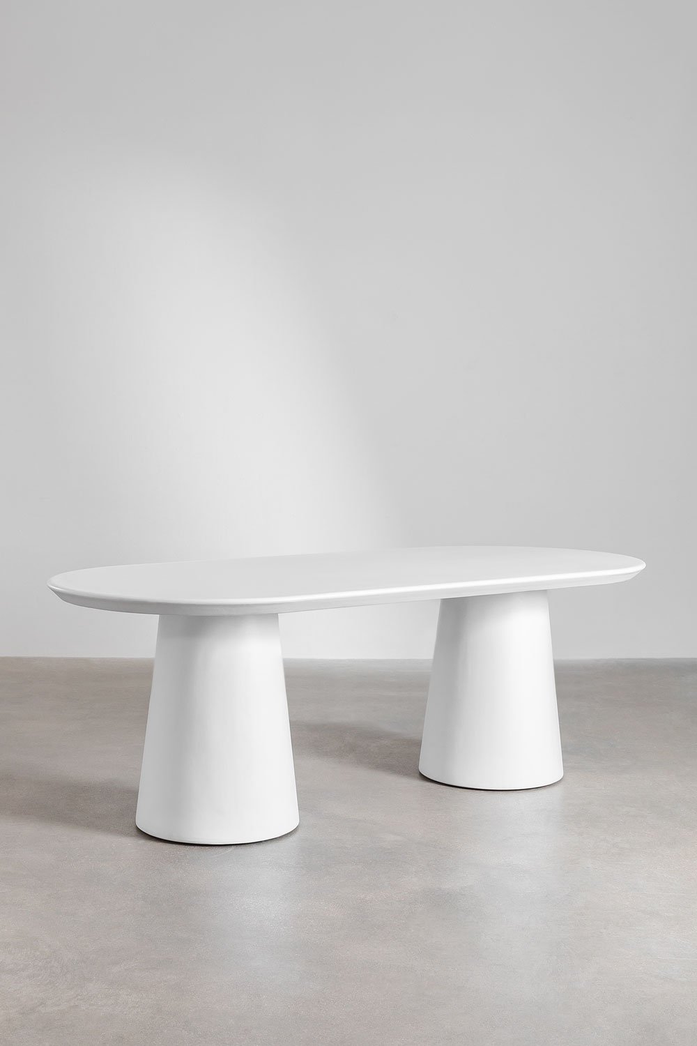 Sklum Set De Mesa Ovalada En Cemento (220x95 Cm) Noemi Y 8 Sillas De Comedor En Madera De Roble Y Cuerda Trenzada Mara