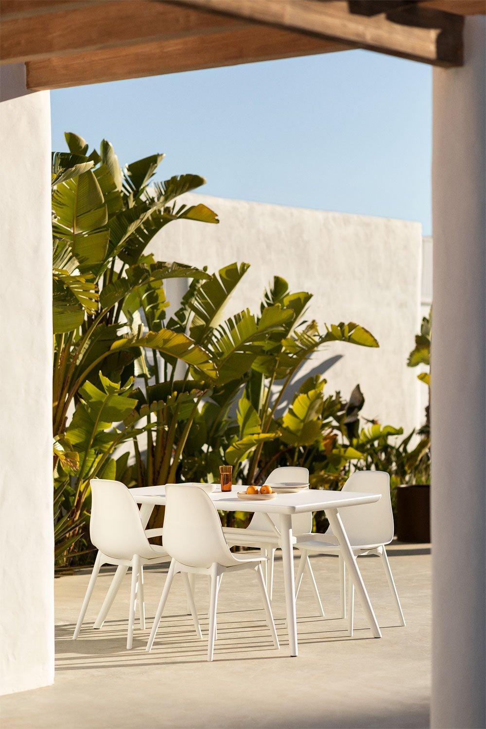 sklum Set de mesa rectangular 135x80 cm y 4 sillas de jardín en polietileno Scand