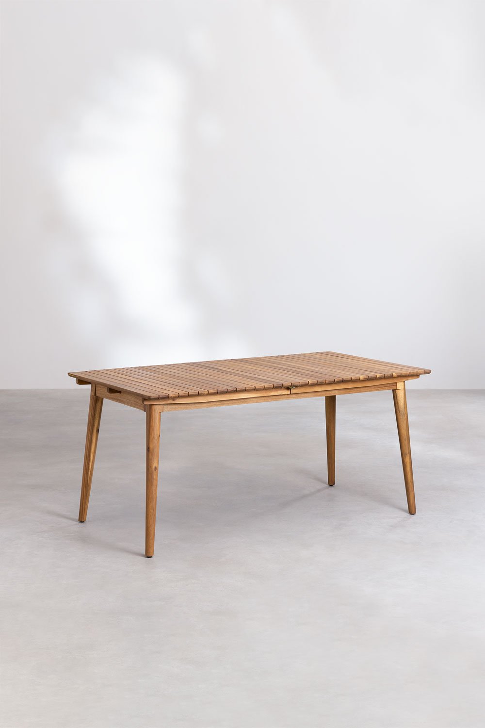 Sklum Set De Mesa Rectangular 160-210x90 Cm Extensible Y 6 Sillas De Jardín Con Reposabrazos En Madera De Acacia Tenay