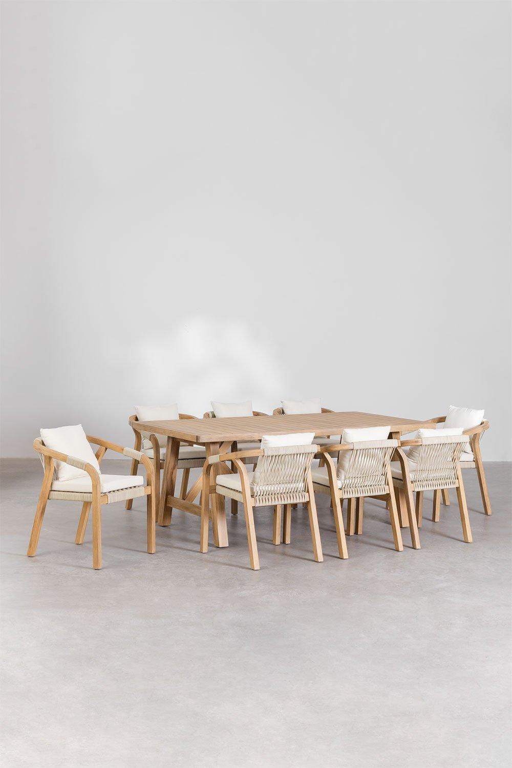 Sklum Set De Mesa Rectangular (200x100 Cm) Y 8 Sillas De Comedor En Madera De Acacia Dubai