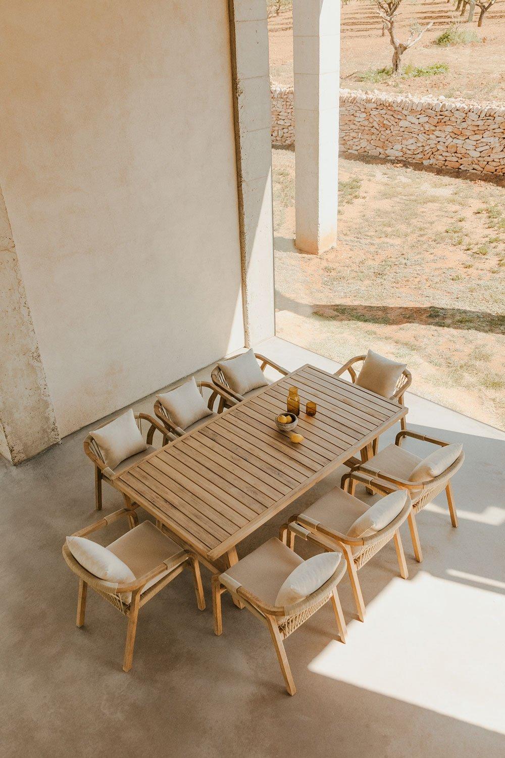 sklum Set de Mesa Rectangular (200x100 cm) y 8 Sillas de Comedor en Madera de Acacia Dubai
