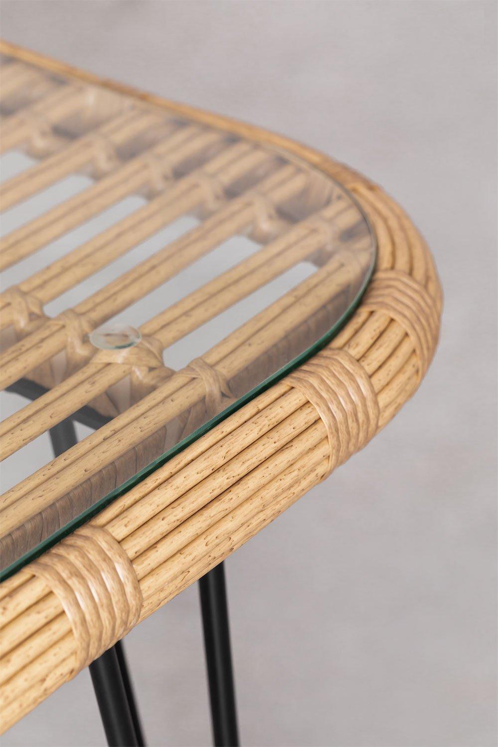 Sklum Set De Mesa Rectangular En Mimbre Sintético (180x90 Cm) Leribert Y 6 Sillas De Comedor En Ratán Sintético Gouda Natural