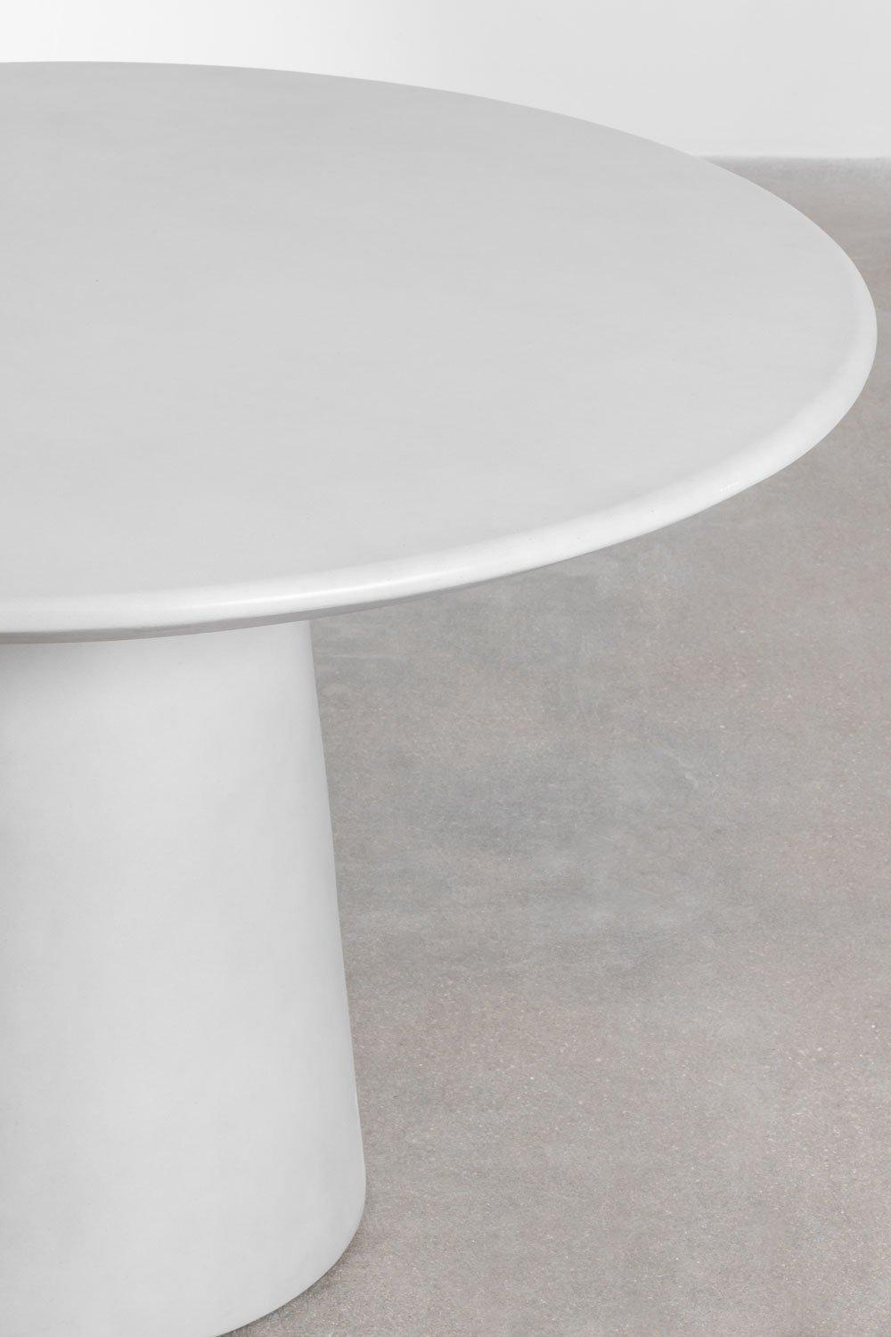 Sklum Set De Mesa Redonda En Cemento (Ø120 Cm) Noemi Y 6 Sillas De Comedor En Madera Tapizadas Amieva