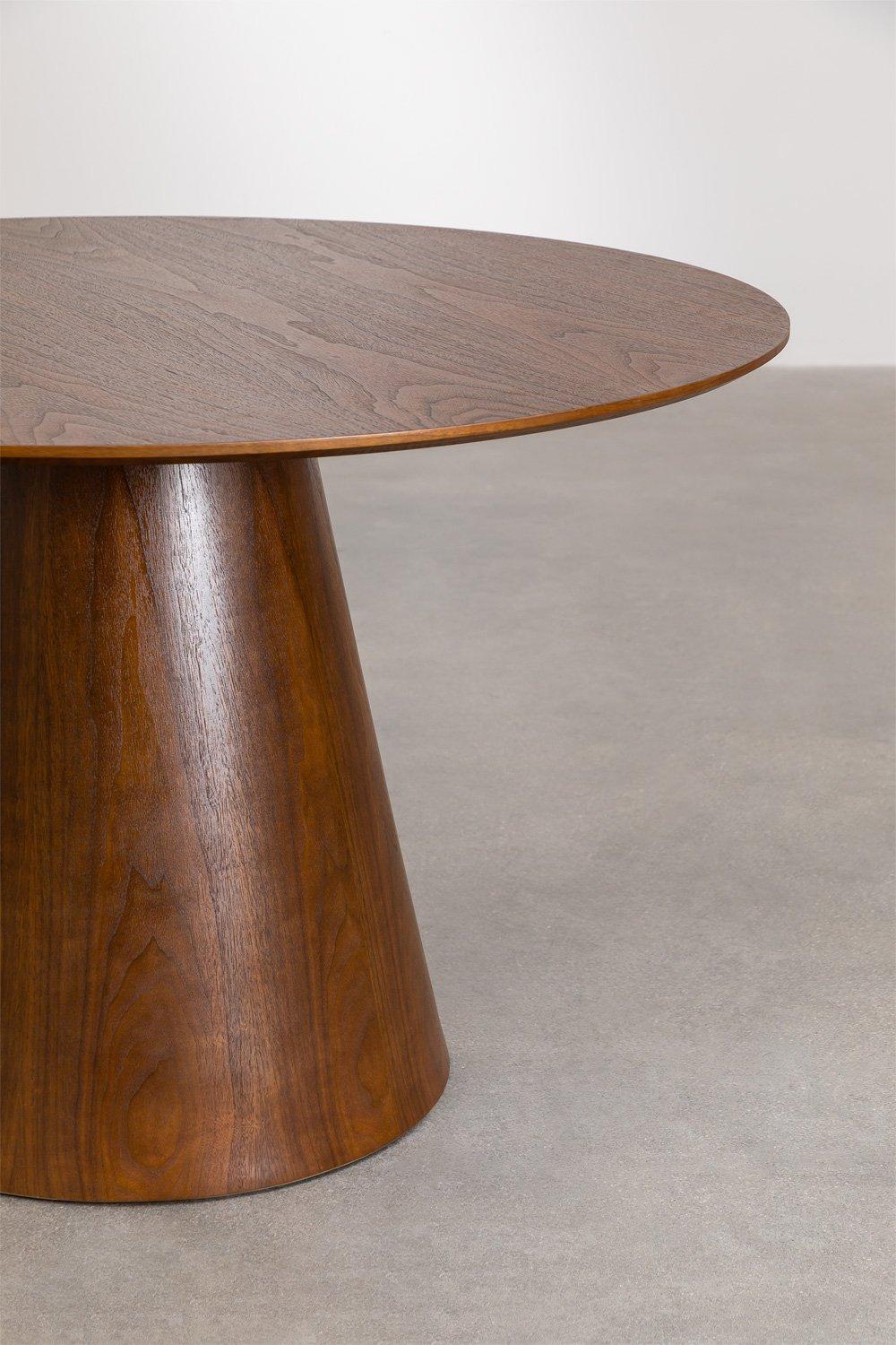 Sklum Set De Mesa Redonda En Chapa De Nogal (Ø120 Cm) Aura Y 4 Sillas De Comedor Terciopelo Xastru